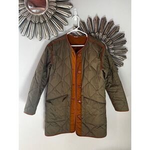 Madewell Reversible Quilted Liner Jacket Olive Rust Utility Women M
